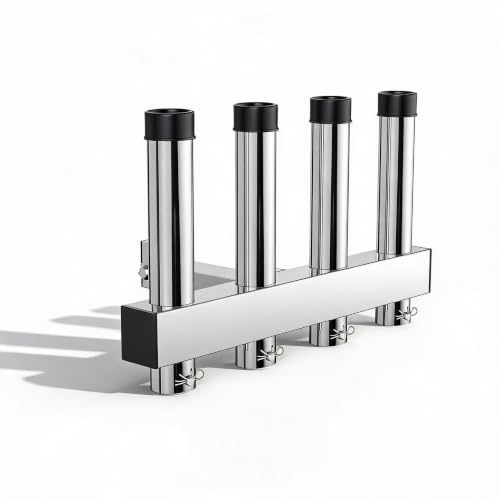 Hitch Mount Fishing Rod Holder for Truck SUV Trailer, Heavy Duty Stainless Steel 4 Rod Rack for 2" Receiver with Quick Release Pins for Tailgate Fishing