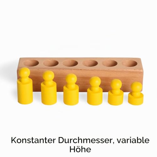 BOHS Montessori-Zylinderblöcke, 4 Holz-Steckpuzzles mit Knöpfen – Ansicht 6