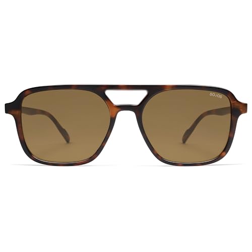 Image of SOJOS Retro Aviator Sunglasses for Women Men,Trendy Rectangle Womens Mens Shades Sun Glasses SJ2202