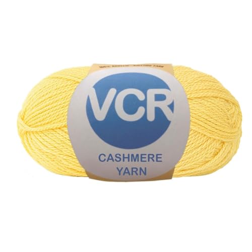 Image of VCR Light Yellow Cashmere Knitting Yarn, 100 Grams Hank, 265 Meters Length, Acrylic 75% and Nylon 25%, Soft Crosia Thread for Crochet and Knitting, Suitable for Sweaters, Pullovers and Jackets