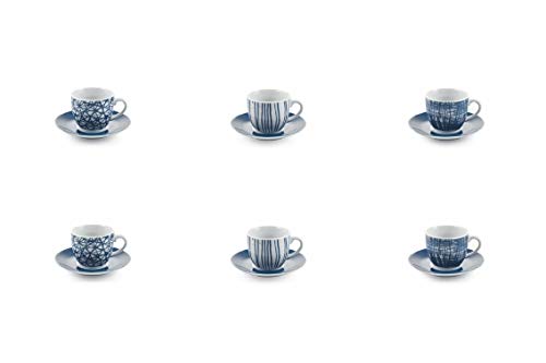 Galileo Casa 2192763 Indigo Lot de 6 tasses à café en porcelaine