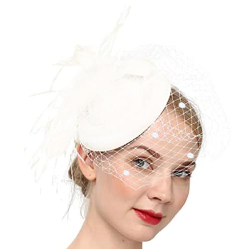 Jovono 20s Fleur Plume Bandeau Dentelle Voile fascinateur Chapeau mariée Cocktail thé fête...