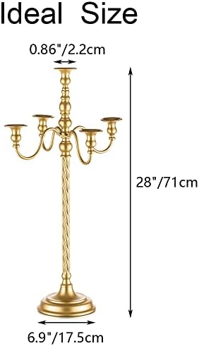 Wedding Candelabra Tall Floor Candelabras - Gold 5 Arm Candelabra Inweder 71cm Metal Spiral Candlestick Holders Antique Candle Holders for Christmas Table Centrepieces Events Ceremony Aisle Reception