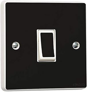 Pack of 2 Plain Gloss Black Home Decorative Accessories for Single/Double Light Switch Cover, Self-Adhesive Vinyl Skin Sticker by stika.co (Double Switch with Holes)