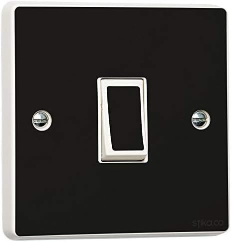 Pack of 2 Plain Gloss Black Home Decorative Accessories for Single/Double Light Switch Cover, Self-Adhesive Vinyl Skin Sticker by stika.co (Single Switch with Holes)