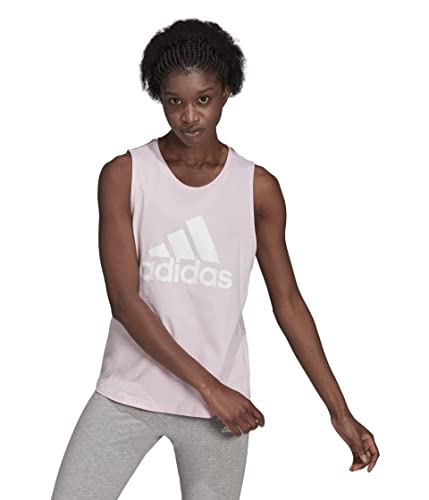 Adidas Women's Essentials Big Logo Tank Top, Clear Pink/White, X-Small #TOP11