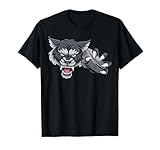 Wolf Cartoon Sports Wolves Team Mascot Holding Hockey Puck T-Shirt