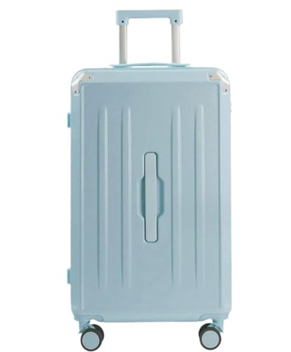 Durable Suitcase for Women Suitcsases With Cup Holder USB Spinner Wheels Hardside Luggage Carry On Luggage Retro Suit Case (Color : Blue, Size : 20inch)