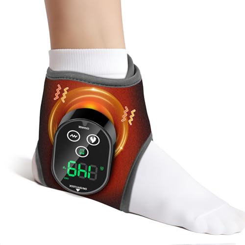 Almohadilla Térmica Para Tobillo Inalámbrica Con Masaje Vibratorio, Envoltura Térmica Para Pie Y Tobillo Con Pantalla Táctil, 4 Niveles Calor, 3 Modos Vibración, 3 Niveles Tiempo, Batería 3000mAh