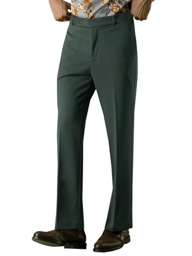 PASLTER Mens Bell Bottom Pants 70s Disco Outfits Vintage Bootcut Trousers Slim Fit Flared Pants