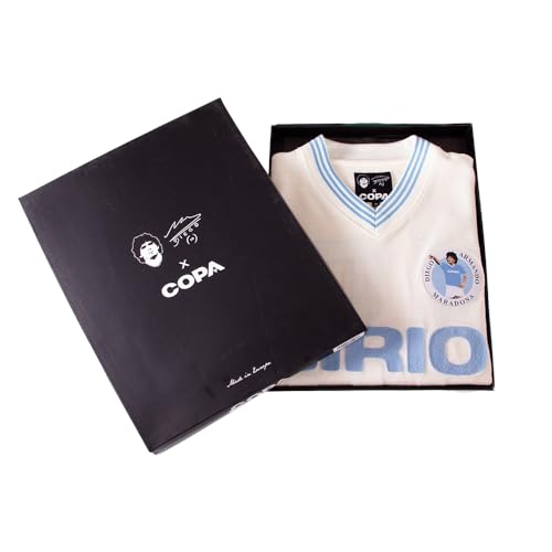 Copa Football - Camiseta de Fútbol - Hombre - Maradona x Napoli 1984 - Blanco - 100% acrílico - Talla XL
