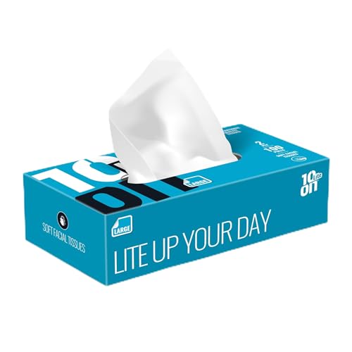 Image of 10on Lite Soft Facial Tissues - Large Size - 2 Ply Napkin, 100 Pulls,Size 20 x 19 cms
