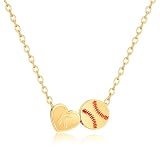 Flvkev Softball Necklace Gifts for 8-22 Women, Initial Baseball Necklace Gameday Sports Themed Jewelry Baseball Mom Gift