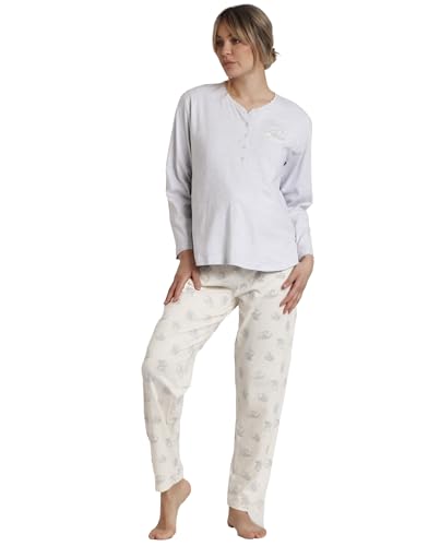 DISNEY Maternity Dumbo Schlafanzug für Damen, langärmlig, Unique Mum, Grau Jaspis, L