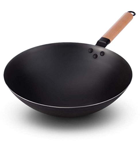 agh Cooking Wok Household Large Iron Pot Old-Fashioned Uncoated Non-Stick Pan Round Bottom Wok Chef Fried Wok
