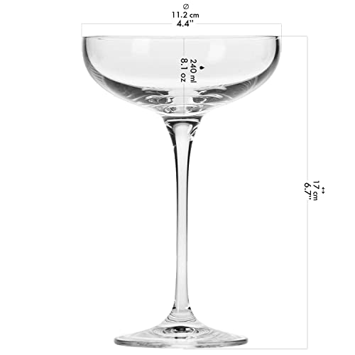 Krosno Glasses Set | 6X Large White Wine Glasses 13.2 Oz + 6X Champagne Saucer Coupe Glasses 8.1 Oz | Perfect For Home, Restaurants And Parties | Dishwasher Safe #TOP2