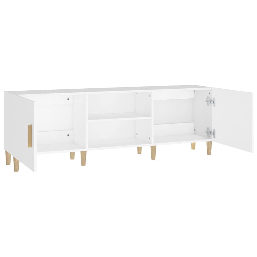 Mobile TV bianco in legno 150 x 30 x 50 cm con spazio e ripiano, mobile TV per soggiorno, mobile basso con scomparti e cassetti, credenza moderna con canalina per cavi