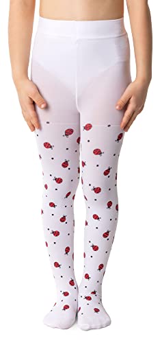 NOQ Collant sottili per bambini con bel disegno, ragazze a fantasia 40 DEN per la scuola, danza, cerimonie, casual, 128-134