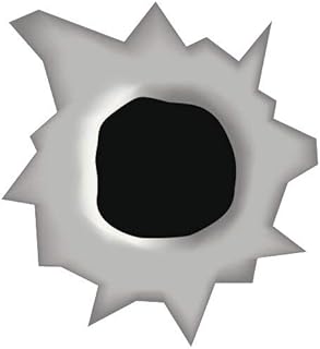 Magnet Gunshot Hole Metal Steel Silver Grey Black Magnetic Vinyl Magnet Bumper Sticker Two in One Pack (4 Inches Tall)