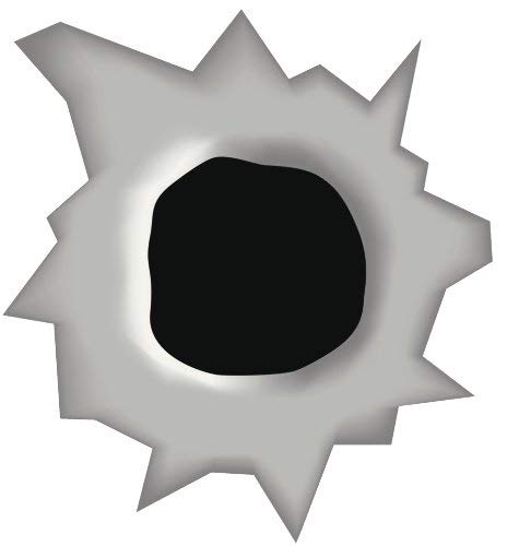 EW Designs Gunshot Hole Metal Steel Silver Grey Black Vinyl Decal Bumper Sticker Two in One Pack (4 Inches Tall)