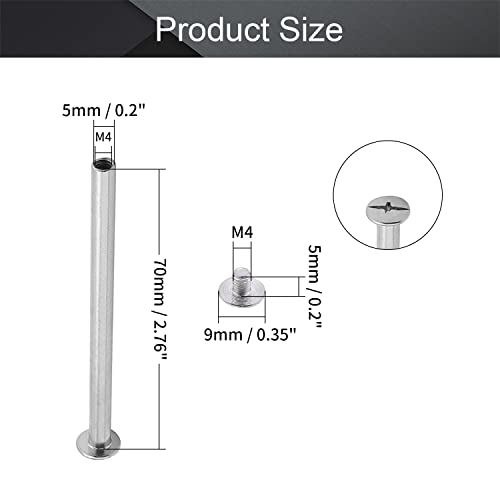 Mromax M4 Binding Screw, M4 X 75Mm Nickel Plated Carbon Steel Cross Head Chicago Screw Binding Post Screw Kit For Diy Leather Decoration And Scrapbook And Photo Albums Bookbinding 10Pcs #TOP1