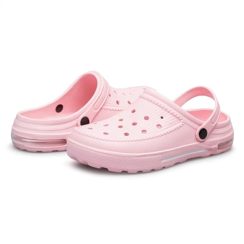 ADQ Zuecos para mujer con cojín de aire, zapatos de jardín, ligeros, transpirables, para enfermera, playa, hogar, verano, Pink, 40 EU