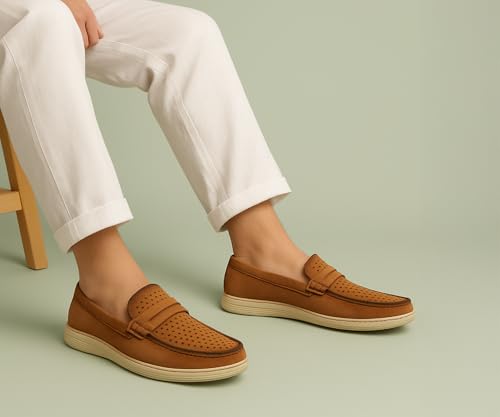 Image of Kraasa Men Denim Causal Loafers | Premium Breathable Upper | Driving Loafers | Lighweight Slip-On's | Soft Cushioned Insole | Super Flexible, Comfortable for Men