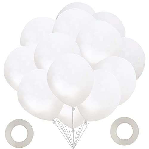 Ballons Blanc, 100pcs Ballon Blanc, 30cm 12 pouces Ballon baudruche Blanc, Ballon Blanc Mariage, Arche Ballon Blanc, Ballons Blancs pour Anniversaires Fêtes et Mariage Cérémonies