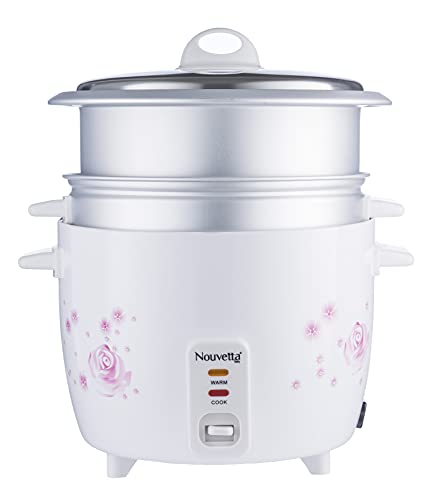 Nouvetta Deluxe Rice Cooker, 1.8 Litres, 700 W, White + Pink Design