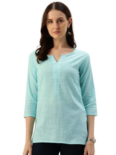 Image of Elegant Short Kurti for Women - 3 /4 Sleeves | Round Neck | (S to XXL)