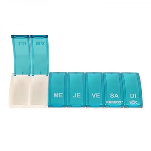 Pilulier Hebdomadaire | Box7 | 7 Cases | Large choix de couleurs | Anabox (Turquoise) Cover