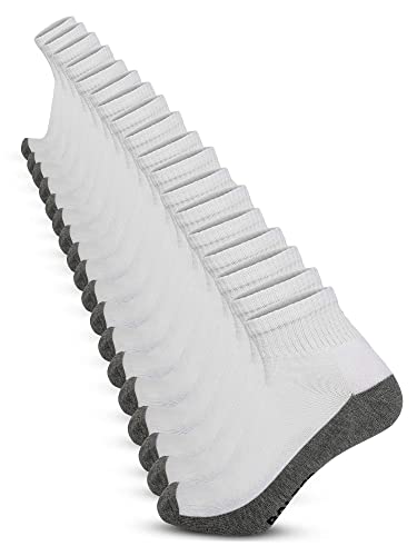 Bolter 18 Pack Men's Ankle Socks (8-12, White) #TOP1