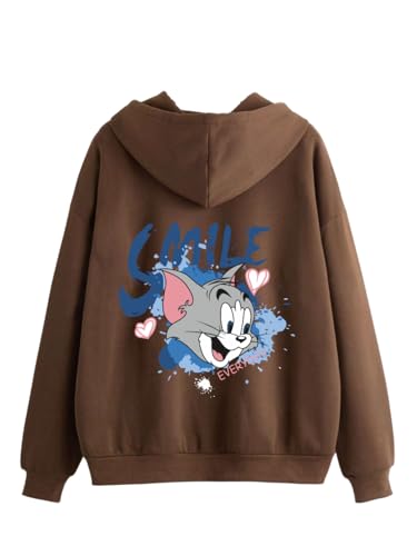 Image of TAGAS Printed Hoodie for Womens | | Casual Zip Front Hoodie, Winterwear for Girls & Woman