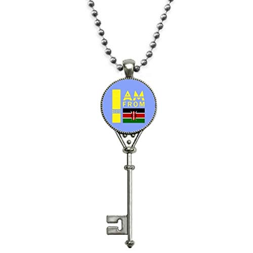 offbb I Am From Kenya Art Deco Gift Fashion Pendant Vintage Necklace Silver Key Jewelry