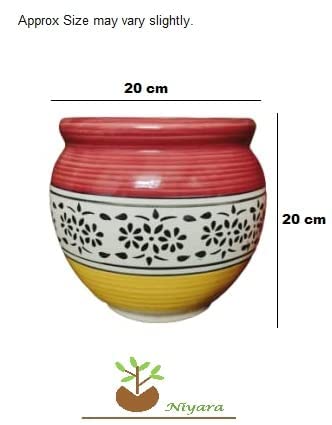 Image of Niyara | Designer Ceramic Planter Pots | Indoor & Outdoor Flower Pots for Home, Garden, Office & Balcony Decor (Mughal Design, 8 Inch)