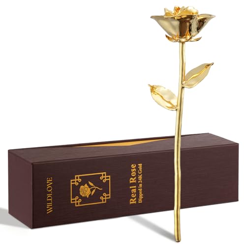 Image of WILDLOVE 24K Gold Dipped Rose, Preserved Real Gold Rose, Gifts for Women