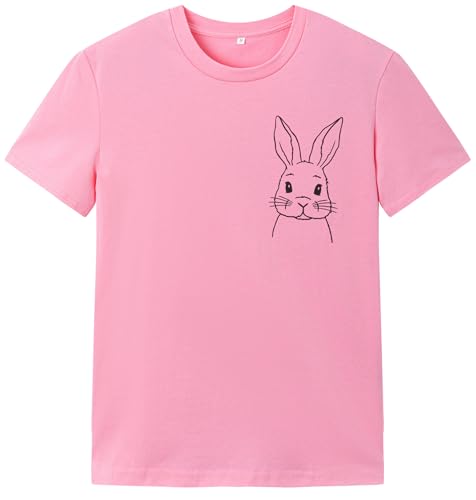 Ainuno Easter Shirts for Boys Girls Summer Short Sleeve Shirts 7-14Y Rabbit Print