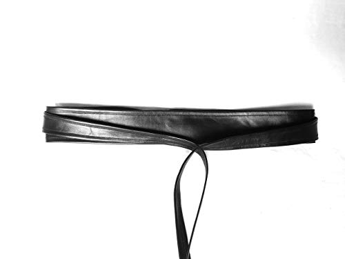 Black Obi belt Real Leather wrap belt Wedding Women's belt Waist cincher belt 6