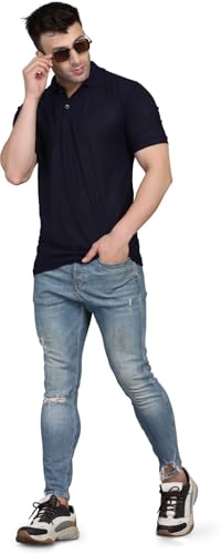 Image of INKKR Men's Combo Polo Neck Cotton Blend Solid T-Shirt (Pack of 2)