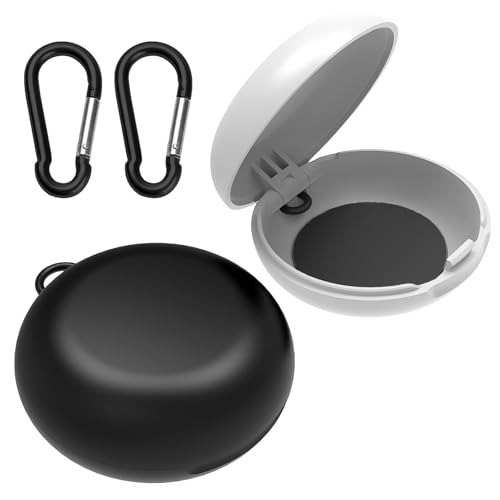 2 Pcs Ear Plug Storage Cases, Mini Organizer Earbud Case with Travel Keychains, Portable Small Earplug Carrying Case for Business Trip Outdoor Activities Storage Earbuds Trinkets(Black & White)