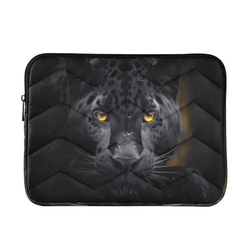 Funda para portátil de 13-14 pulgadas negra con estampado de leopardo miniatura 1