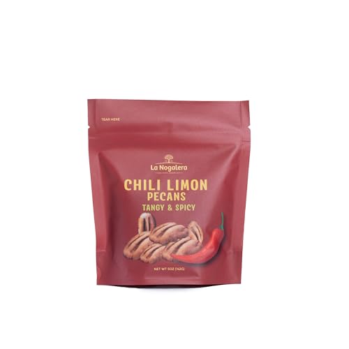 Image of Chili & Lime Pecans 5 oz - Tangy & Spicy Fried Pecan Snack with Chili Pepper and Lime Seasoning - Crunchy Gourmet Pecans by La Nogalera