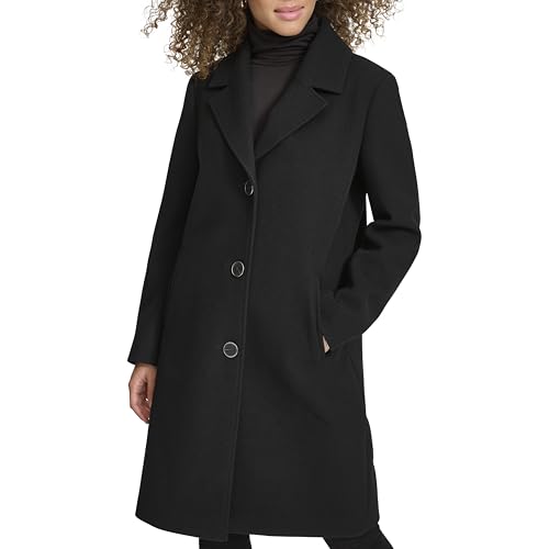 Kenneth Cole Women's Notch Collar Fly Front Single Breasted Topcoat2