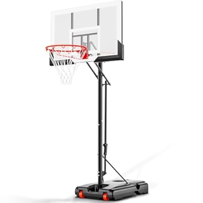 AWII SPORT Basketball Hoop 44 Inch Backboard Protable Basketball Hoop Outdoor, 4.8-10ft Height Adjustable Basketball Goal System for Kids Youth Adults Play in Backyard/Courts/Indoor