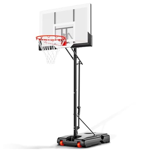 AWII SPORT Basketball Hoop 44 Inch Backboard Protable Basketball Hoop Outdoor, 4.8-10ft Height Adjustable Basketball Goal System for Kids Youth Adults Play in Backyard/Courts/Indoor