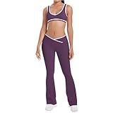 Ropa de Gimnasio para Mujer Ropa Fiesta Mujer Conjunto Invierno de Elegante Bonita Chandal Flores Pantalones Vestir Deporte Pantalón Negro Deportiva Morado S