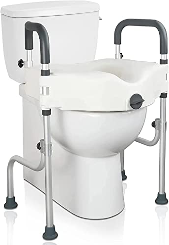 Raised Toilet Seat With Handles, Raised Toilet Seat For Seniors, Leg Height Adjustable Raised Toilet Seat, Toilet Raised Seat For Post Surgery, Bathroom Assist Safety Commode Frame #TOP6