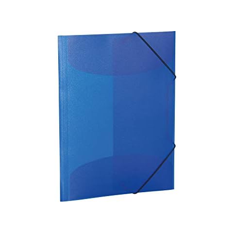 Herma 19507 Portfolio Folders A4 Translucent Blue, Pack of 3, Children's Plastic Corner Folder with Inner Flaps and Elastic Band, Sturdy Plastic Folders Set for Boys and Girls Cover