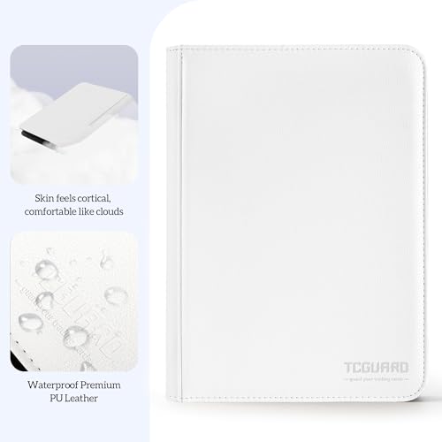 Image of Trading Card Binder, 9 Side Loading Pocket Card Album Hold Up to 540 Cards, Zipper Binder for Cards Collection, TCG Card Holder for Game Card, Sports Card, Yugioh, MTG etc. (White)