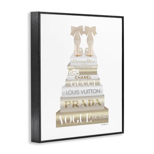 Image of Cream Bow Heels Glam Bookstack, 16 x 20 Inch Framed Giclee Print